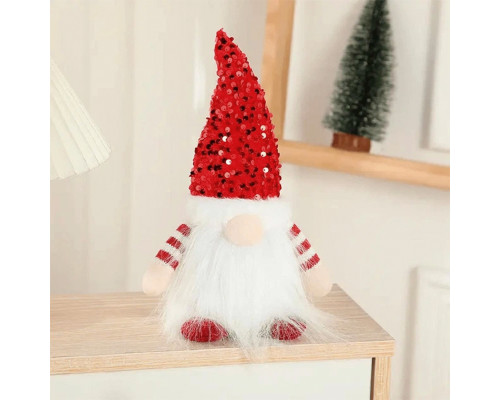 Новогодняя игрушка Рождественский Гном A1 светящийся 30*10 Red