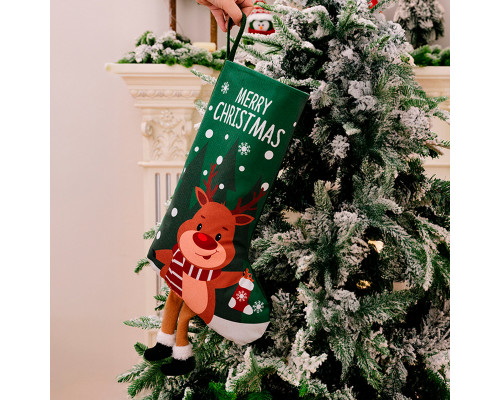 Новогодний декоративный носок для подарков F18 Олень