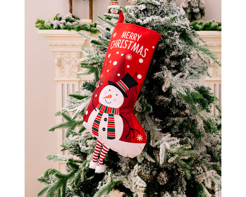 Новогодний декоративный носок для подарков F18 Снеговик