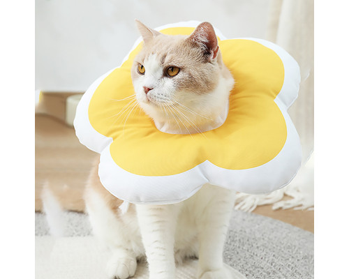 Мягкий воротник-подушка для кошек DT1018 послеоперационный защитный от вылизывания L Yellow