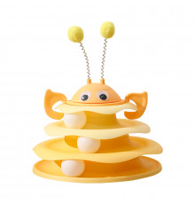 Игрушка Chaokupet 079906 Башня для котов интелектуальная 3-х уровневая   Желтый