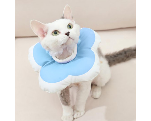 Мягкий воротник-подушка для кошек DT1018 послеоперационный защитный от вылизывания L Blue