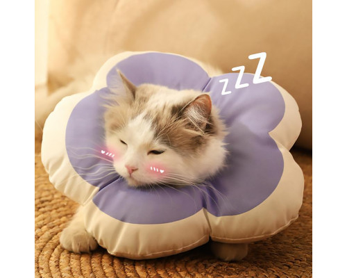Мягкий воротник-подушка для кошек DT1018 послеоперационный защитный от вылизывания L Purple