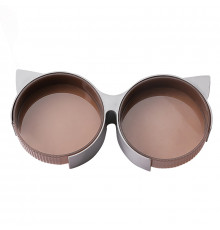 Миска Taotaopets 198807 для котов двойная с ушками Gray