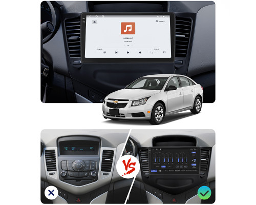 Штатная магнитола Lesko для Chevrolet Cruze I 2008-2012 экран 9" 4/64 QLED CarPlay 4G Wi-Fi GPS 360 Prime
