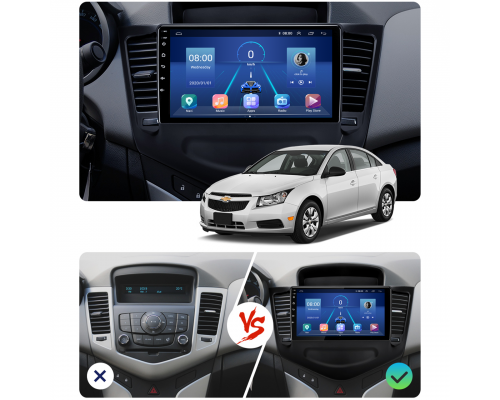 Штатная магнитола Lesko для Chevrolet Cruze I 2008-2012 экран 9" 6/128Gb 4G Wi-Fi GPS Top