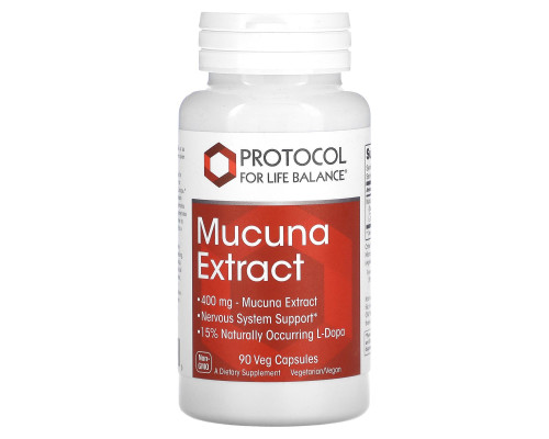 Мукуна, Mucuna Extract, Protocol for Life Balance, екстракт, 400 мг, 90 рослинних капсул