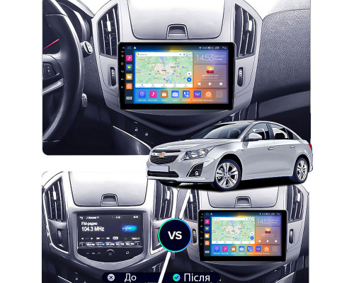 Штатная магнитола Lesko для Chevrolet Cruze I Рестайлинг 2012-2016 экран 9" 4/64Gb CarPlay 4G Wi-Fi GPS Prime