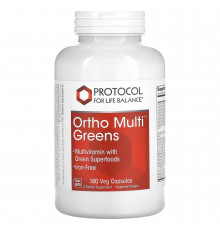 Мультивітаміни та Суперфуд, Ortho Multi Greens, Protocol for Life Balance, 180 рослинних капсул
