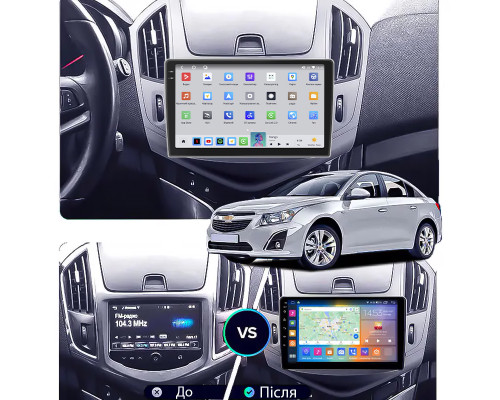 Штатная магнитола Lesko для Chevrolet Cruze I Рестайлинг 2012-2016 экран 9" 4/64 QLED CarPlay 4G Wi-Fi GPS 360 Prime