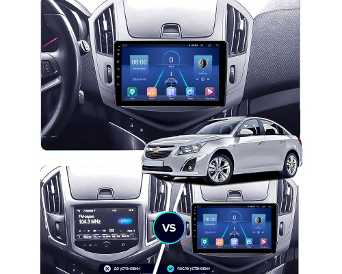 Штатная магнитола Lesko для Chevrolet Cruze I Рестайлинг 2012-2016 экран 9" 2/32Gb 4G Wi-Fi GPS Top