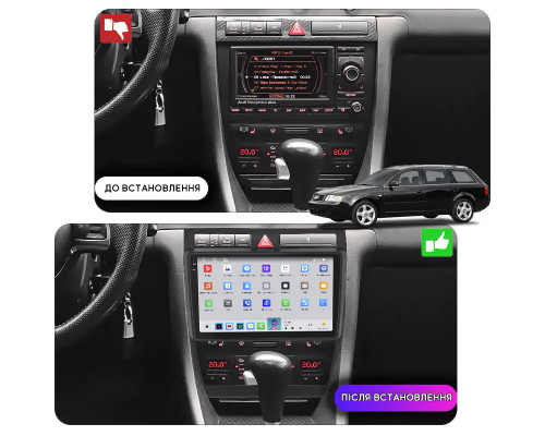 Штатная магнитола Lesko для Audi A6 II (C5) Рестайлинг 2001-2005 экран 9" 4/64 QLED CarPlay 4G Wi-Fi GPS 360 Prime