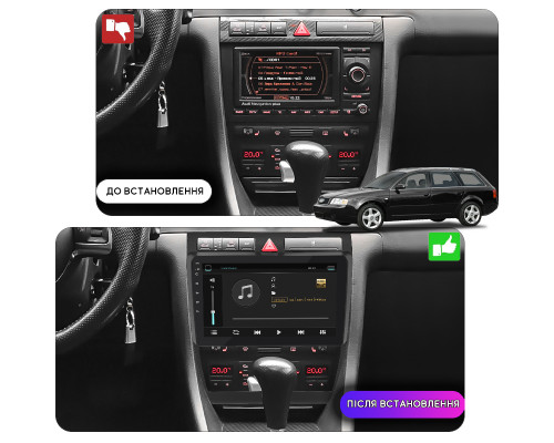 Штатная магнитола Lesko для Audi A6 II (C5) Рестайлинг 2001-2005 экран 9" 6/128Gb 4G Wi-Fi GPS Top