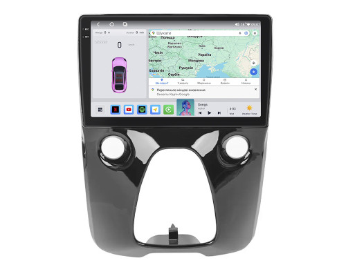 Штатная магнитола Lesko для Citroen C1 II 2014- экран 10" 4/64 QLED CarPlay 4G Wi-Fi GPS 360 Prime