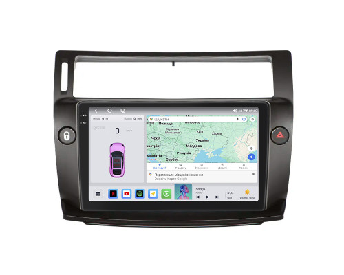 Штатная магнитола Lesko для Citroen C4 I Рестайлинг 2008-2011 экран 9" 4/64 QLED CarPlay 4G Wi-Fi GPS 360 Prime