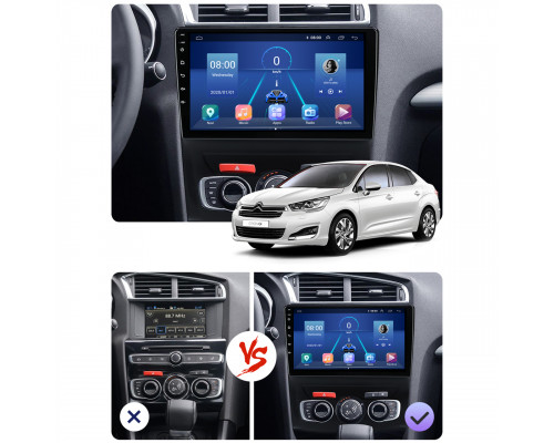 Штатная магнитола Lesko для Citroen C4 II Рестайлинг 2015-н.в. экран 10" 6/128Gb 4G Wi-Fi GPS Top