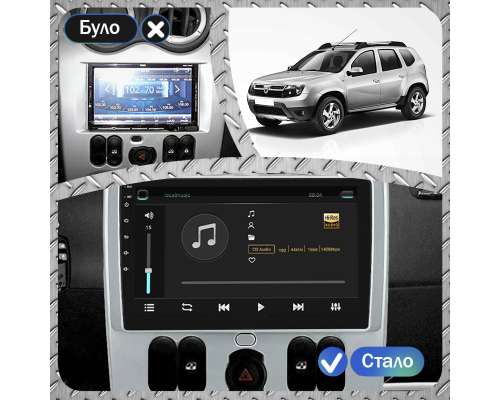 Штатная магнитола Lesko для Dacia Duster I 2010-2013 экран 9" 6/128Gb 4G Wi-Fi GPS Top