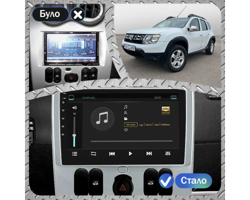 Штатная магнитола Lesko для Dacia Duster I Рестайлинг 2013-2017 экран 9" 4/32Gb 4G Wi-Fi GPS Top