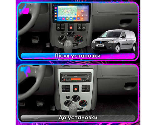 Штатная магнитола Lesko для Dacia Logan I 2004-2012 экран 9" 4/64Gb CarPlay 4G Wi-Fi GPS Prime