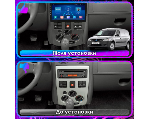 Штатная магнитола Lesko для Dacia Logan I 2004-2012 экран 9" 4/64Gb 4G Wi-Fi GPS Top