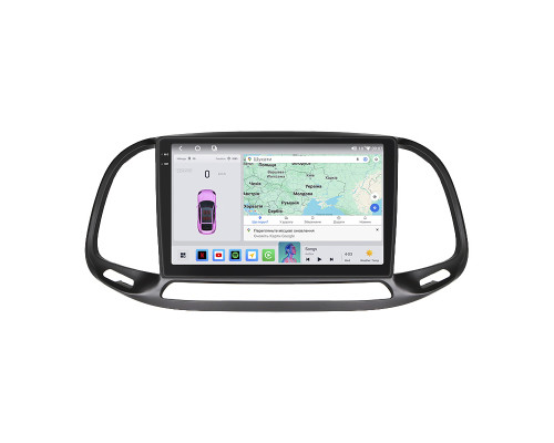 Штатная магнитола Lesko для Fiat Doblo II Рестайлинг 2015-н.в. экран 9" 4/64 QLED CarPlay 4G Wi-Fi GPS 360 Prime