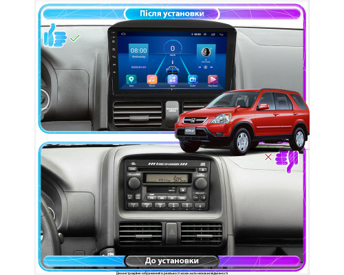 Штатная магнитола Lesko для Honda CR-V II Рестайлинг 2004-2006 экран 9" 2/32Gb 4G Wi-Fi GPS Top