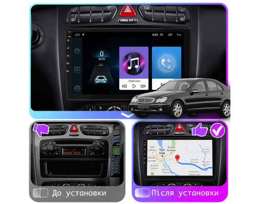 Штатная магнитола Lesko для Mercedes-Benz C-Класс II (W203) 2000-2004 экран 9" 1/16Gb Wi-Fi GPS Base