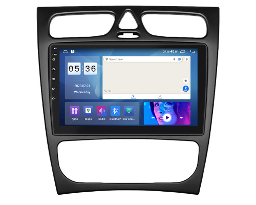 Штатная магнитола Lesko для Mercedes-Benz C-Класс II (W203) 2000-2004 экран 9" 2/32Gb CarPlay 4G Wi-Fi GPS Prime