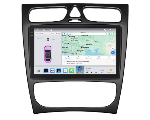 Штатная магнитола Lesko для Mercedes-Benz C-Класс II (W203) 2000-2004 экран 9" 4/64 QLED CarPlay 4G Wi-Fi GPS 360 Prime