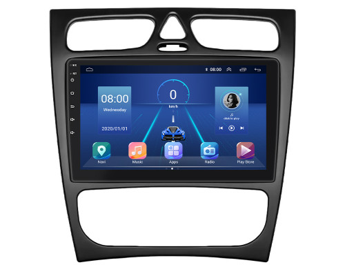 Штатная магнитола Lesko для Mercedes-Benz C-Класс II (W203) 2000-2004 экран 9" 4/64Gb 4G Wi-Fi GPS Top