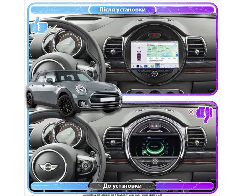 Штатная магнитола Lesko для MINI Clubman II Рестайлинг 2019-н.в. экран 9" 4/64 QLED CarPlay 4G Wi-Fi GPS 360 Prime