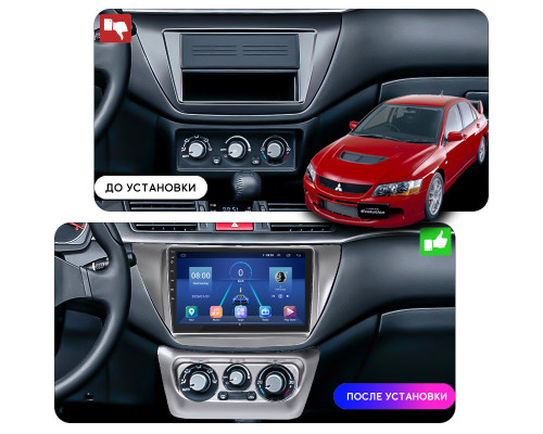 Штатная магнитола Lesko для Mitsubishi Lancer Evolution IX 2005-2007 экран 9" 4/32Gb 4G Wi-Fi GPS Top