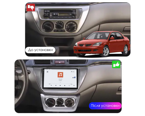 Штатная магнитола Lesko для Mitsubishi Lancer Evolution VIII 2003-2005 экран 9" 4/64 QLED CarPlay 4G Wi-Fi GPS 360 Prime