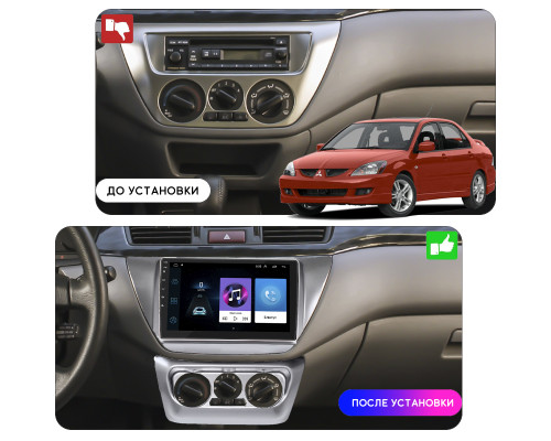 Штатная магнитола Lesko для Mitsubishi Lancer IX Рестайлинг 2005-2010 экран 9" 2/32Gb Wi-Fi GPS Base