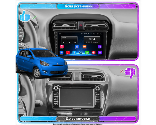 Штатная магнитола Lesko для Mitsubishi Mirage VI 2012-2015 экран 9" 2/32Gb Wi-Fi GPS Base