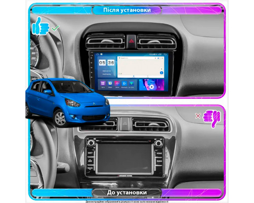 Штатная магнитола Lesko для Mitsubishi Mirage VI 2012-2015 экран 9" 4/64Gb CarPlay 4G Wi-Fi GPS Prime