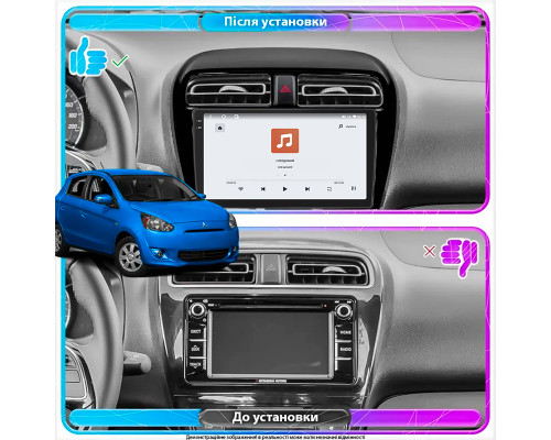 Штатная магнитола Lesko для Mitsubishi Mirage VI 2012-2015 экран 9" 4/64 QLED CarPlay 4G Wi-Fi GPS 360 Prime