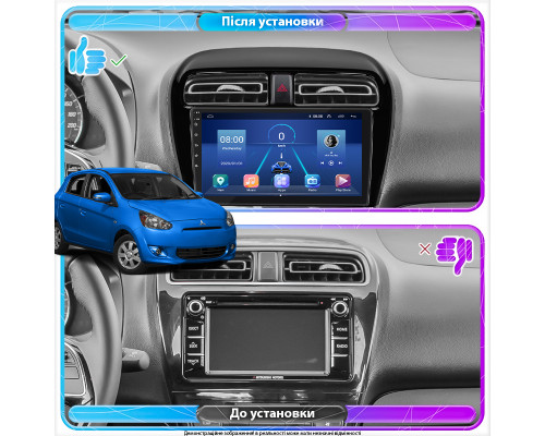 Штатная магнитола Lesko для Mitsubishi Mirage VI Рестайлинг 2 2019-н.в. экран 9" 4/64Gb 4G Wi-Fi GPS Top