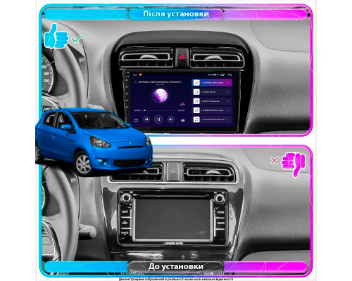 Штатная магнитола Lesko для Mitsubishi Mirage VI Рестайлинг 2015-2019 экран 9" 1/16Gb Wi-Fi GPS Base