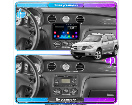 Штатная магнитола Lesko для Mitsubishi Outlander I 2002-2008 экран 10" 2/32Gb Wi-Fi GPS Base