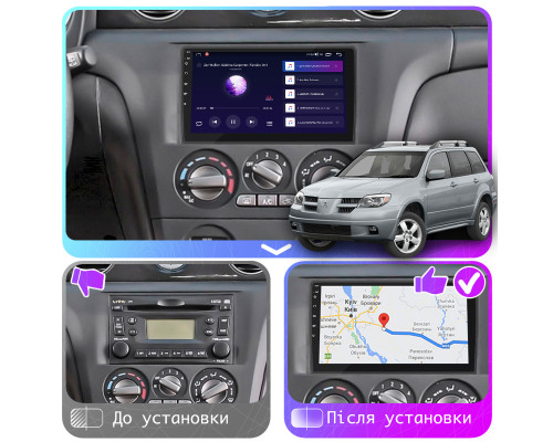Штатная магнитола Lesko для Mitsubishi Outlander I 2002-2008 экран 10" 4/64Gb CarPlay 4G Wi-Fi GPS Prime