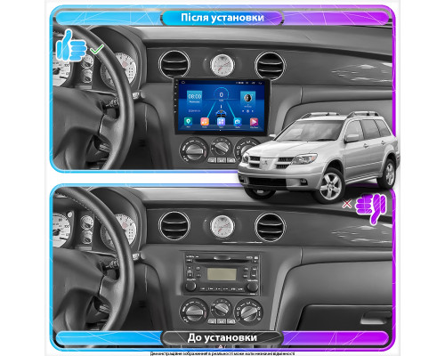 Штатная магнитола Lesko для Mitsubishi Outlander I 2002-2008 экран 10" 4/32Gb 4G Wi-Fi GPS Top