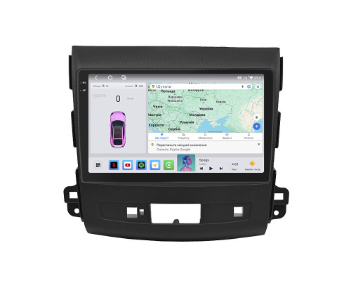Штатная магнитола Lesko для Mitsubishi Outlander II 2005-2009 экран 9" 4/64 QLED CarPlay 4G Wi-Fi GPS 360 Prime
