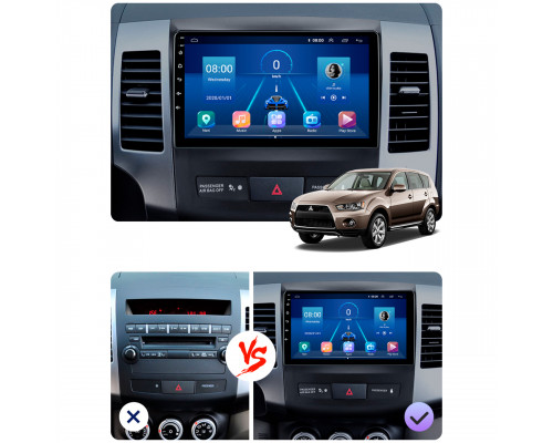 Штатная магнитола Lesko для Mitsubishi Outlander II 2005-2009 экран 9" 6/128Gb 4G Wi-Fi GPS Top
