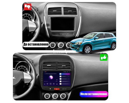 Штатная магнитола Lesko для Mitsubishi RVR III Рестайлинг 2012-2017 экран 10" 2/32Gb CarPlay 4G Wi-Fi GPS Prime