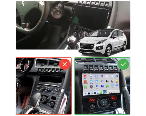 Штатная магнитола Lesko для Peugeot 3008 I Рестайлинг 2013-2016 экран 9" 4/64 QLED CarPlay 4G Wi-Fi GPS 360 Prime