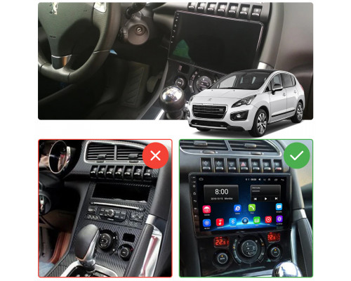 Штатная магнитола Lesko для Peugeot 3008 I Рестайлинг 2013-2016 экран 9" 4/32Gb 4G Wi-Fi GPS Top