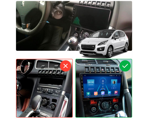 Штатная магнитола Lesko для Peugeot 3008 I Рестайлинг 2013-2016 экран 9" 6/128Gb 4G Wi-Fi GPS Top