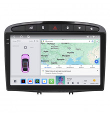Штатная магнитола Lesko для Peugeot 308 I 2007-2011 экран 9" 4/64 QLED CarPlay 4G Wi-Fi GPS 360 Prime