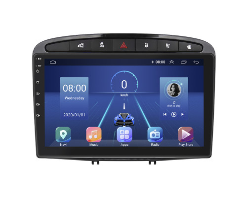 Штатная магнитола Lesko для Peugeot 308 I 2007-2011 экран 9" 4/32Gb 4G Wi-Fi GPS Top